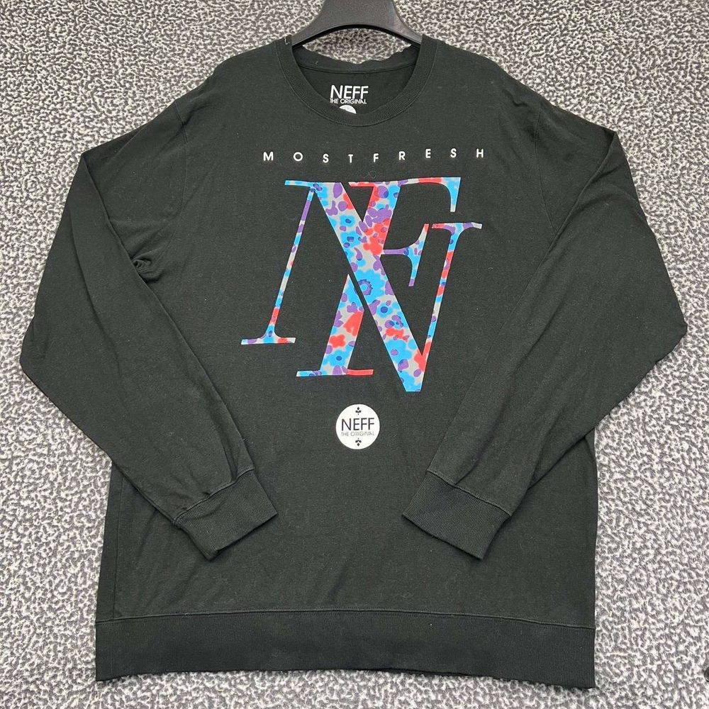 Neff Sweatshirt Men Large Black Pullover Long‎ Sleeve Crew Neck Outdoor L